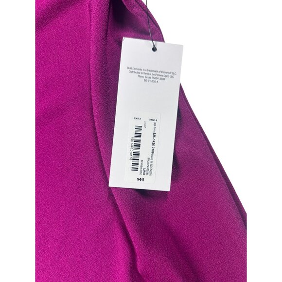 Bold Elements‎ Blouse Women's Large Magenta Top Ruffled Sleeve Cold Shoulder New - Picture 6 of 9